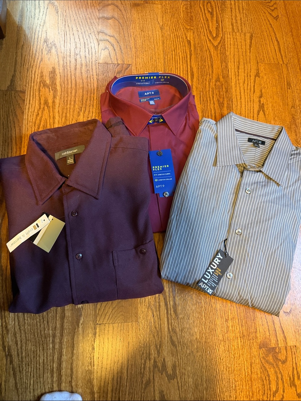 3 men's Large NWT button front shirts - Kohls brands